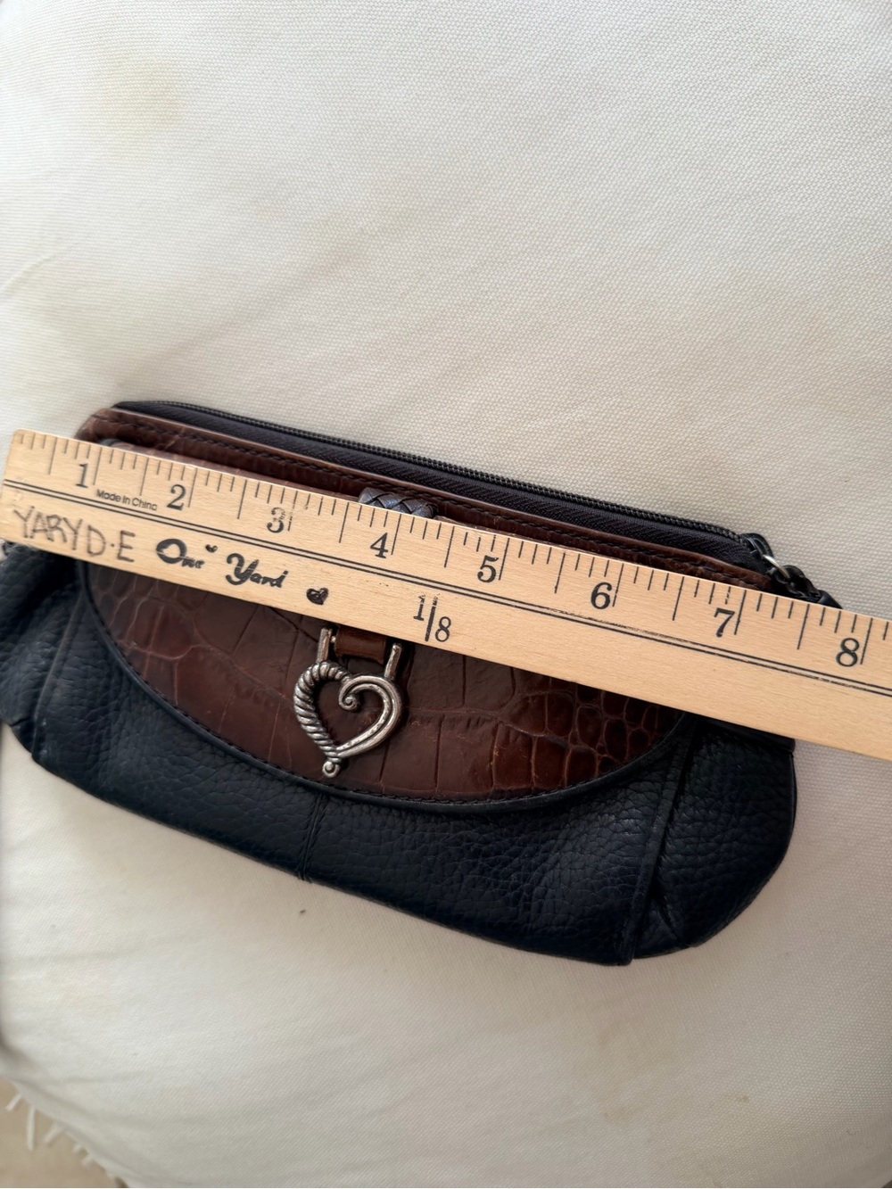 Vtg y2k Brighton Brown and Black Leather croc embossed Wristlet Clutch - Picture 10 of 13
